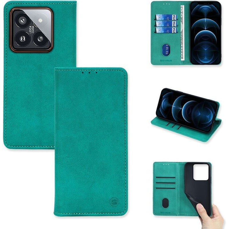 Θήκη Xiaomi Xiaomi 14 Pro - Sonique Vintage Magnet Wallet - Βεραμάν