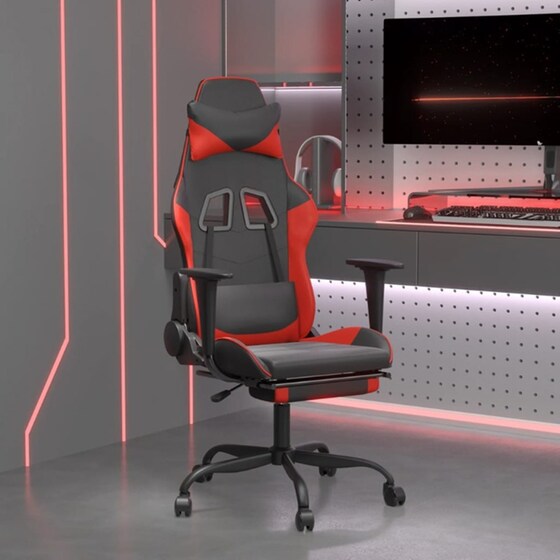 Καρέκλα Gaming VIDAXL 3143654 με Υποπόδιο από Τεχνητό Δέρμα - Μαύρο / Κόκκινο image 10