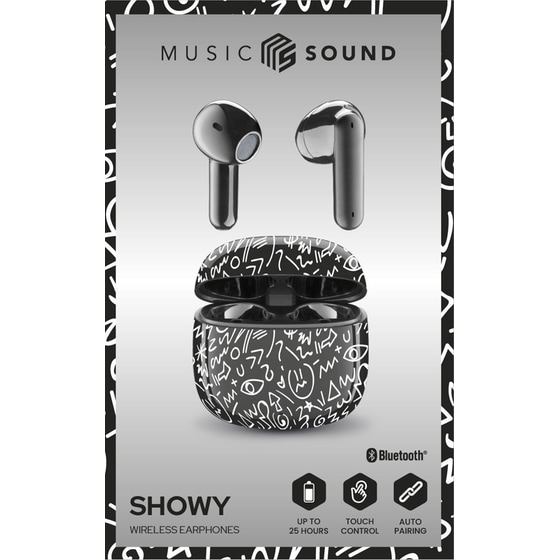 Ακουστικά Bluetooth Music Sound Showy - Μαύρα image 2