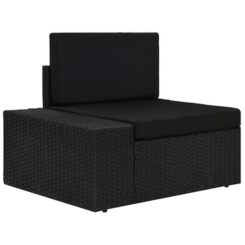 VIDAXL Καναπές VidaXL Γωνιακός Τμηματικός με Δεξί Μπράτσο από Συνθετικό Ρατάν 78.5x65.5x52 cm - Μαύρο