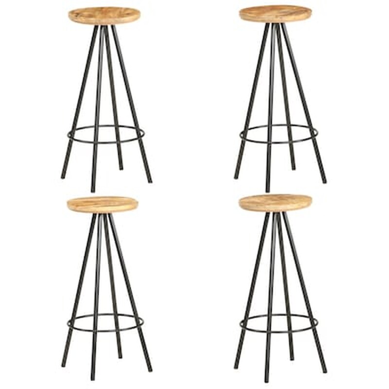 Σκαμπό Μπαρ Vidaxl Ακατέργαστο Ξύλο Μάνγκο 4 Τμχ - Καφέ VIDAXL