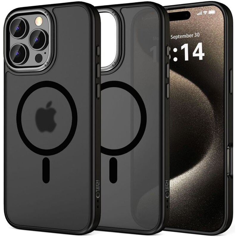Θήκη Apple iPhone 16 Pro - Tech-Protect MagSafe με Μεταλλικό Πλαίσιο Κάμερας - Matte Black / Gunmetal (5906302311194)