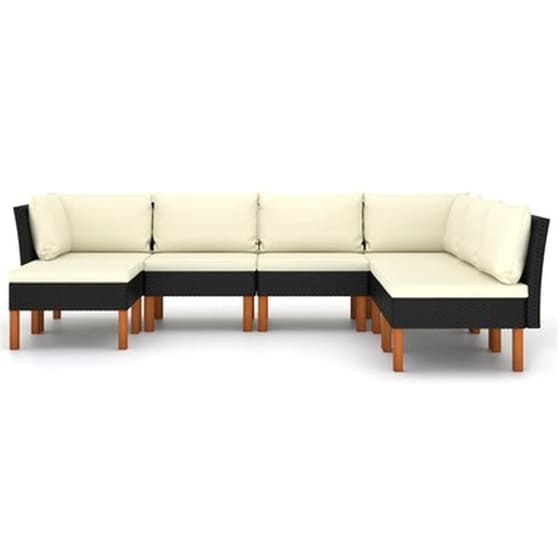 Vidaxl Σαλόνι Κήπου 7 Τεμαχίων Μαύρο Από Συνθετικό Ρατάν Με Μαξιλάρια image 2