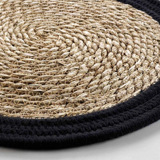 Σουπλά Spitishop Ψάθινο 38 cm - Μπεζ/Μαύρο image 2