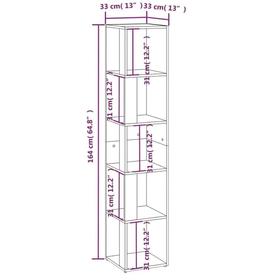 Ραφιέρα VidaXL Γωνιακή από Μοριοσανίδα 33x33x164.5 cm - Λευκό image 7