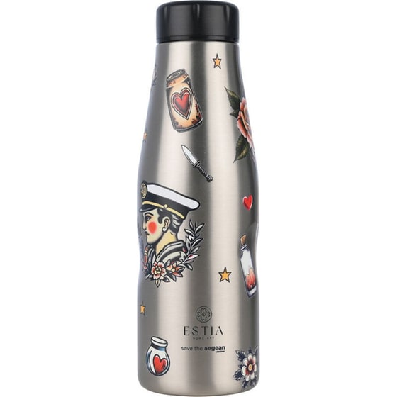 Μπουκάλι Θερμός Estia Home Art Travel Flask Save the Aegean Old School Ink 500ml image 0