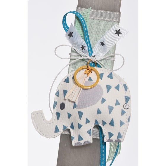 Λαμπάδα PERFECT MATCH&nbsp;Δερμάτινο&nbsp;Μπρελόκ&nbsp;Ελεφαντακι&nbsp;Σιέλ image 1