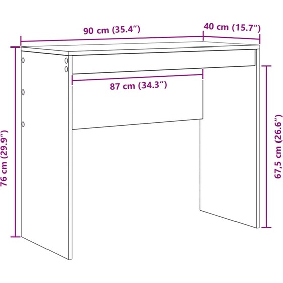 Γραφείο VidaXL 90x40x76 cm - Λευκό image 9