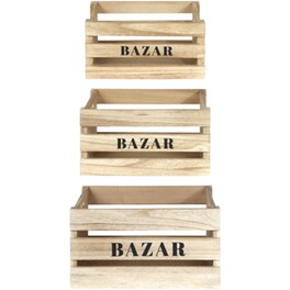 Σετ Διακοσμητικά Τελάρα Home Deco Factory "Bazar" 3τμχ Ξύλινα  - Καφέ
