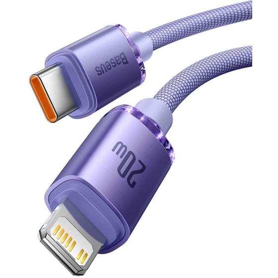 Καλώδιο δεδομένων Baseus Crystal Shine Series Usb-C to Lightning 20W 2m - Lilac image 2
