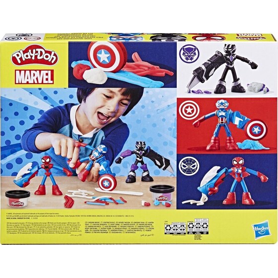 Hasbro Play-Doh Marvel Hero Adventure Set Spiderman/ Black Panther/ Captain America 6 Τμχ image 4