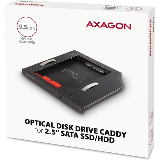 AXAGON RSS-CD09 Caddy 9.5mm για 2.5" SSD/HDD σε DVD Slot με LED Αλουμινίου image 7