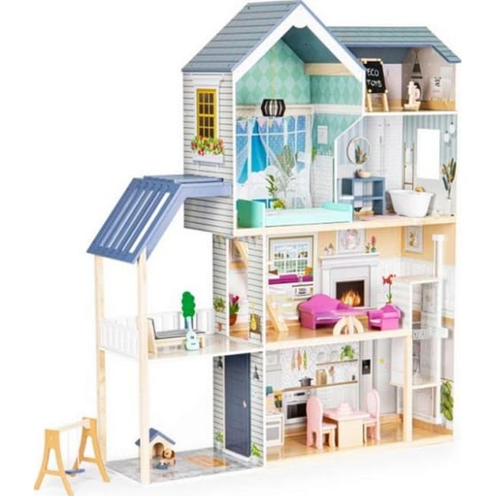 Ecotoys Ξύλινο Παιδικό Κουκλόσπιτο XXL Maya image 1