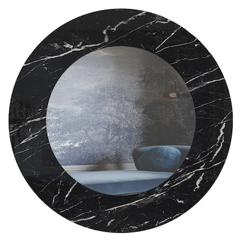 Διακοσμητικός Καθρέφτης Τοίχου Welhome Ξύλινος Bendir 90×90 cm – Μαύρο