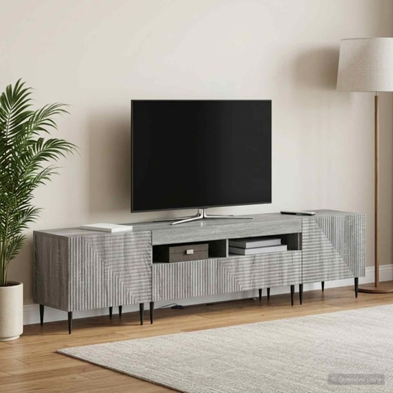 Έπιπλο Τηλεόρασης VidaXL με LED 3 τμχ 198 x 35 x 43 cm - Γκρι Sonoma image 1