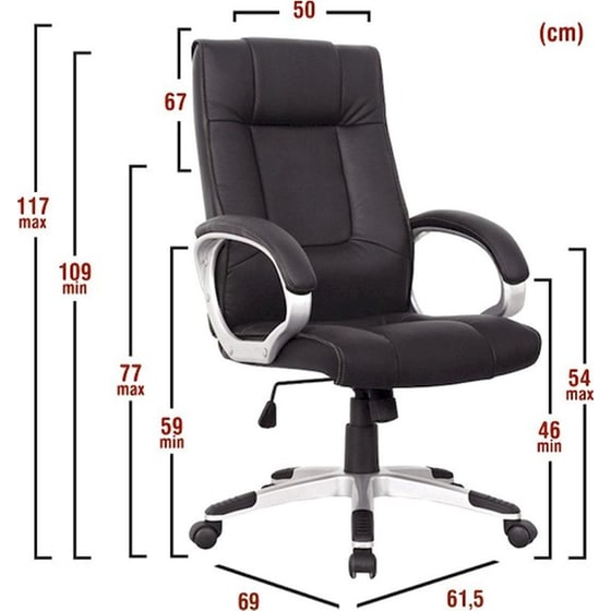 Καρέκλα Γραφείου 24Mall Pata από Τεχνητό Δέρμα - Μαύρη image 9