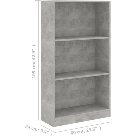Βιβλιοθήκη VidaXL από Μοριοσανίδα 60x24x109 cm - Γκρι image 5