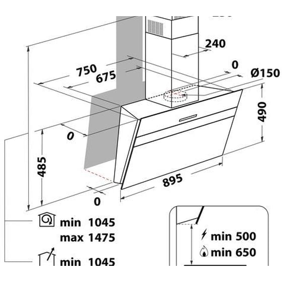 WHIRLPOOL WHVS 93F LT BSS/1 90 cm Μαύρο Απορροφητήρας Καμινάδα - Τζάκι image 6
