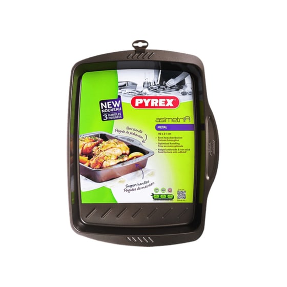 Ορθογώνιο Ταψί PYREX ASIMETRIA  με Αντικολλητική Επίστρωση  από Χάλυβα 40 x 31 cm Μαύρο image 0