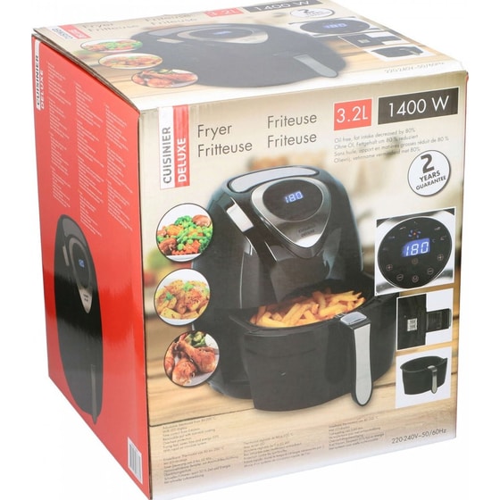 CUISINIER DELUXE 06864 με Αποσπώμενο Κάδο 1400 W 3.2 L Μαύρο Φριτέζα Αέρος image 3