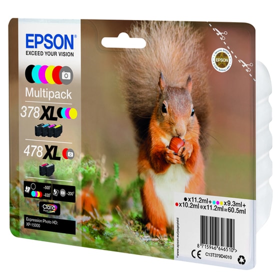 Epson 378XL Πολλαπλό / Μαύρο Πακέτο 6 Μελανιών Εκτυπωτή C13T379D4010 image 4