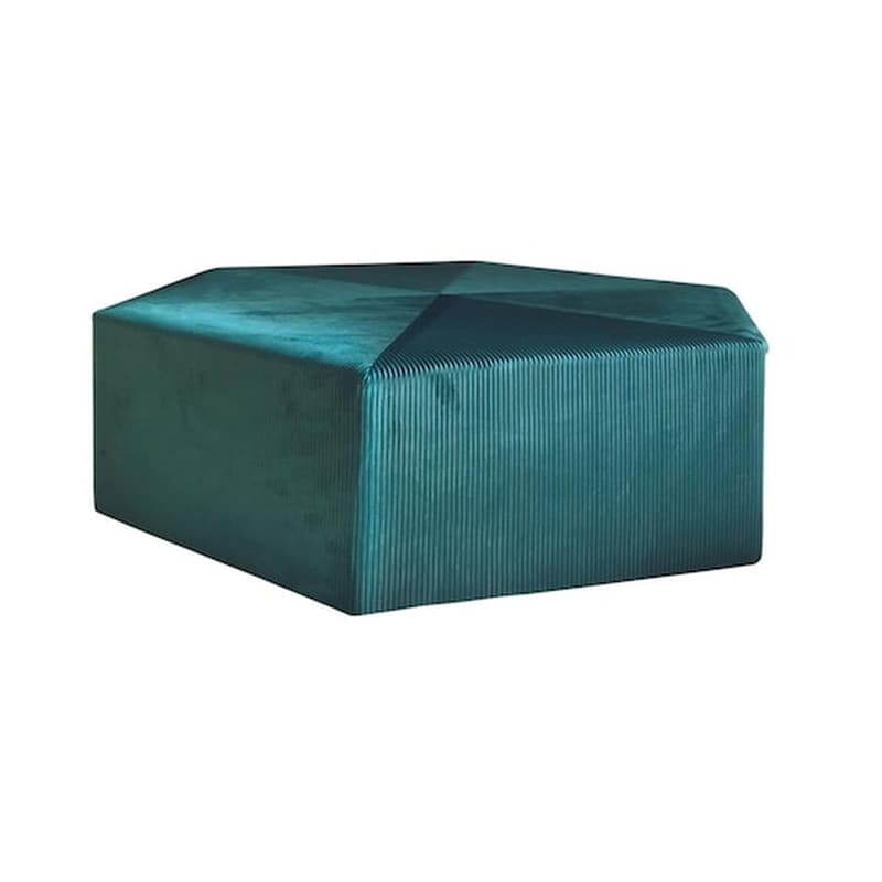 Πουφ Γίγας Κάθισμα Υφασμάτινο Σκαμπό Xxl Σε Εξάγωνο Σχήμα, Βελούδινο, Σε Πετρόλ Χρώμα, 75x75x30 Cm