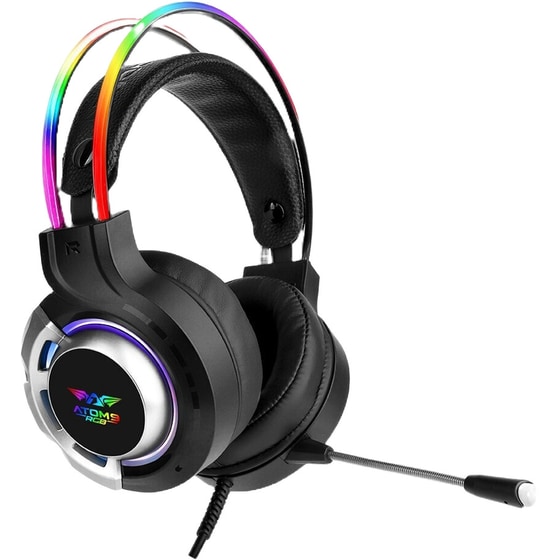 Armaggeddon Atom 9 Gaming Ενσύρματα Ακουστικά 3.5mm/USB με RGB Φωτισμό - Μαύρα/Ασημί image 1