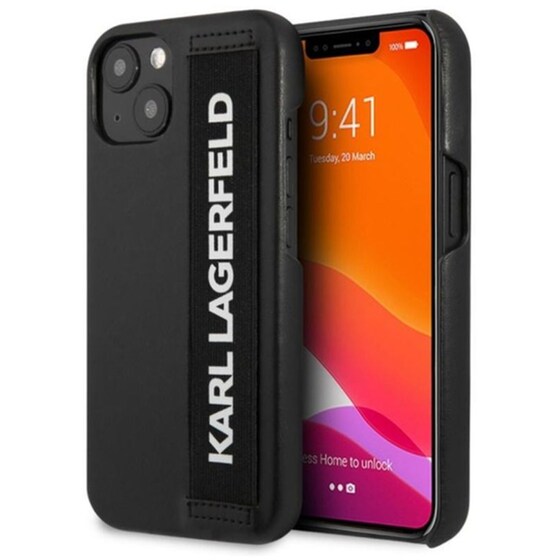 Θήκη Apple iPhone 13 - Karl Lagerfeld Elastic Strap Hard Silicone  - Μαύρο image 0