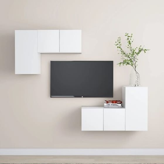 Έπιπλα Τηλεόρασης VidaXLΜοριοσανίδα 4 Τμχ 60x30x30 cm - Λευκό image 1