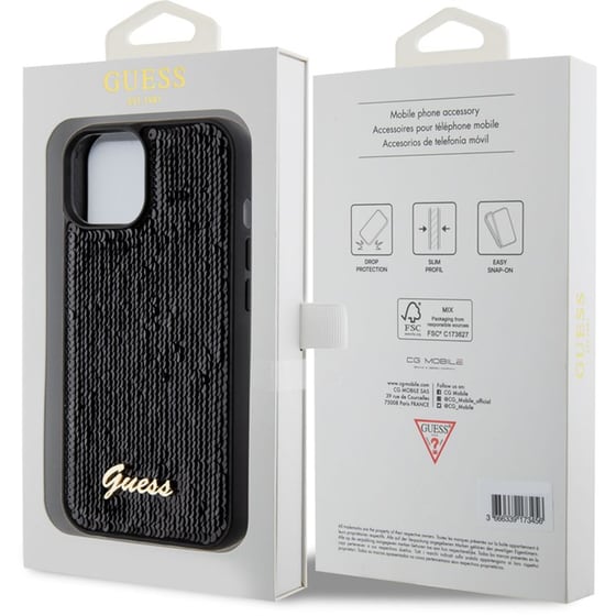 Guess  Quot;sequin Script Metal Quot; Hard Case Iphone 15 (black – Guhcp15spsfdgsk) image 2