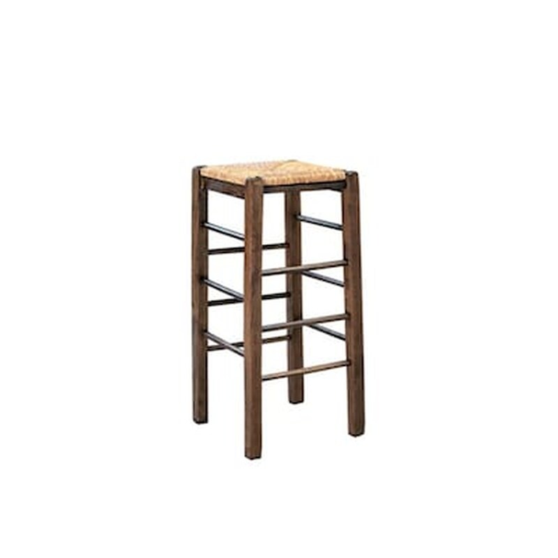 Σκαμπό Μπαρ Ψάθινο 35x35x80 cm - Καρυδί