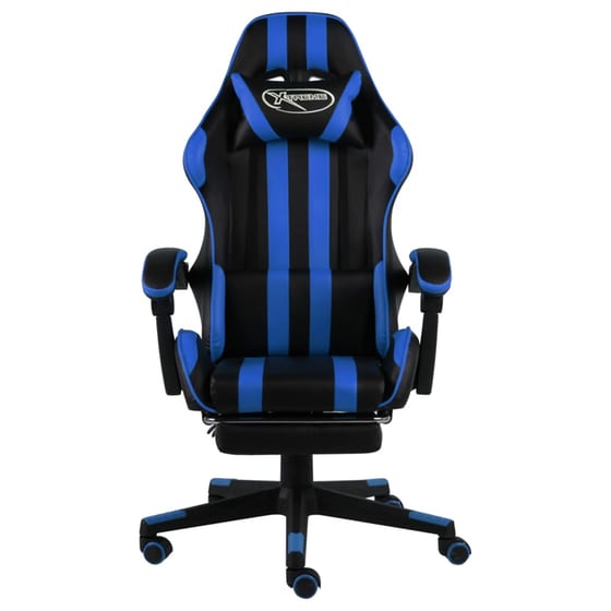 Gaming Καρέκλα VidaXL Racing με Υποπόδιο από Τεχνητό Δέρμα - Μαύρη/Μπλε image 2