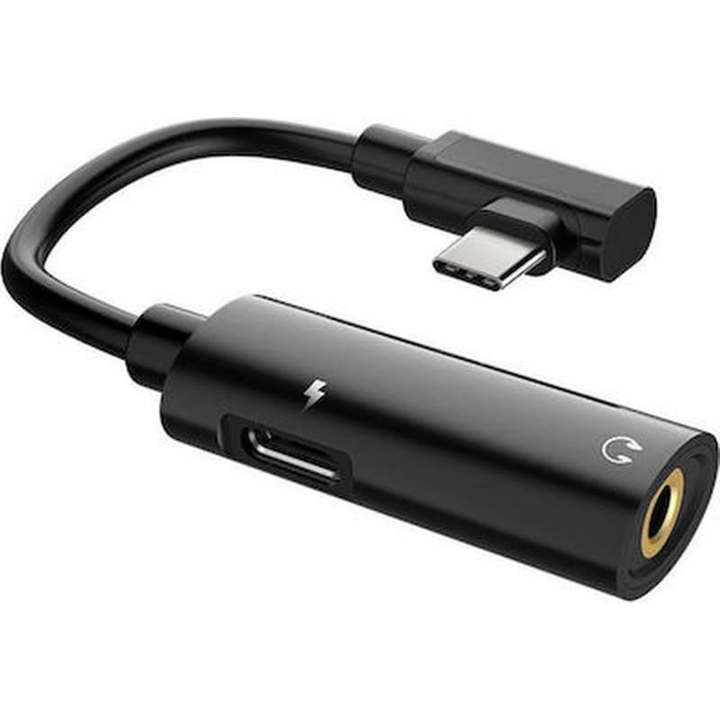 HOCO Αντάπτορας Hoco LS19 USB-C Male to 3.5mm Jack/USB-C Female - Black