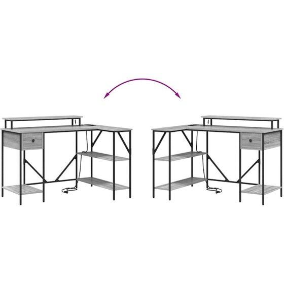 Γραφείο VidaXL από Επεξεργασμένο Ξύλο 120x79x86,5 cm - Γκρι Sonoma image 10