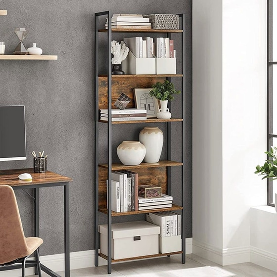 Ραφιέρα Vasagle Lls113b01 από Μοριοσανίδα/Μέταλλο 60x24x186cm - Καφέ/Μαύρο image 1