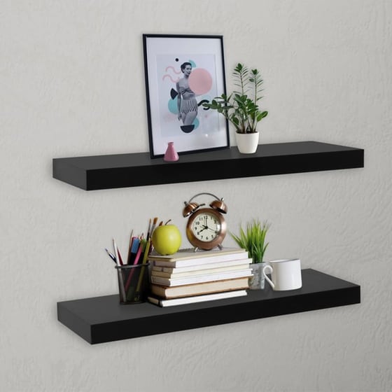 Ράφια Τοίχου VidaXL από MDF 60x20x3.8 cm 2 Τμχ - Μαύρο image 2