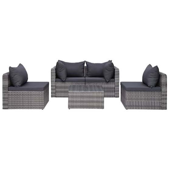 Σετ Σαλόνι Κήπου Vidaxl από Ρατάν με Μαξιλάρια 8 Τμχ - Γκρι image 4