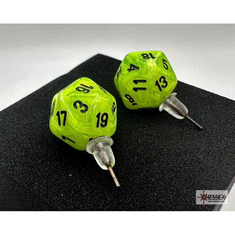 CHESSEX Καρφωτά Σκουλαρίκια Chessex Vortex Bright Green Mini-poly D20 - Πράσινα