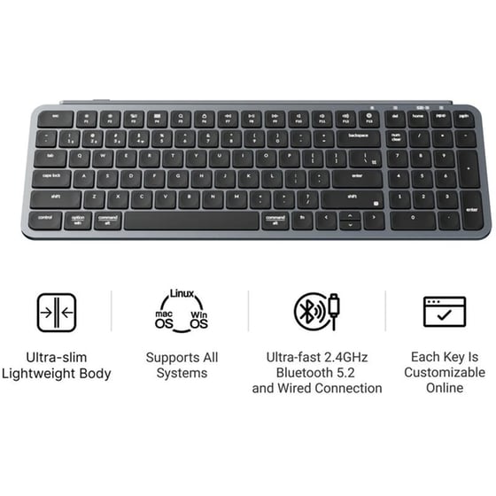 Keychron B2 Pro Ultra-Slim Ασύρματο Bluetooth Πληκτρολόγιο - Space Grey (US) image 2