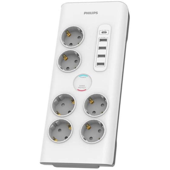 Philips SPN7060WA/GRS 6 Θέσεων με USB 2m - Λευκό image 0