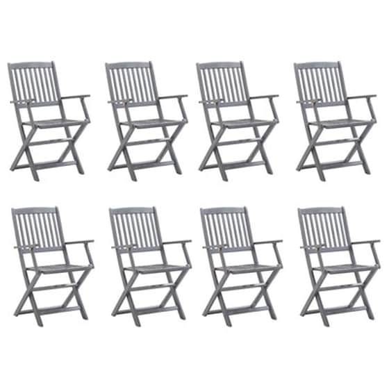 Vidaxl Καρέκλες Εξ. Χώρου Πτυσσόμενες 8 Τεμ. Ξύλο Ακακίας Με Μαξιλάρια image 2