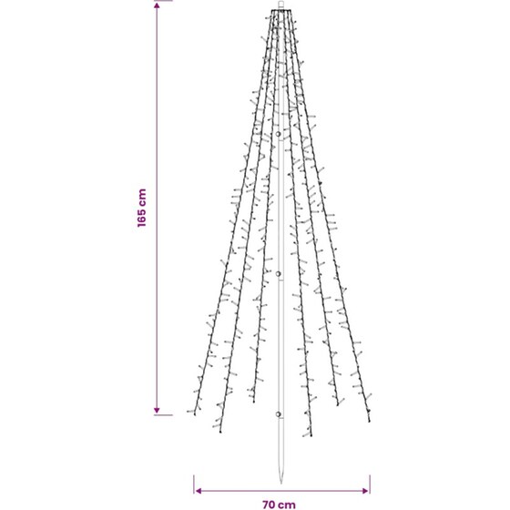 Vidaxl Led Χριστουγεννιάτικο Δέντρο 165 Εκ. 540 Led Θερμό Λευκό Ατσάλι image 4