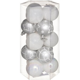 Σετ Χριστουγεννιάτικα Στολίδια Spitishop A-s Silver/white 694504ab Πλαστικό 15 Τμχ - Μπάλα
