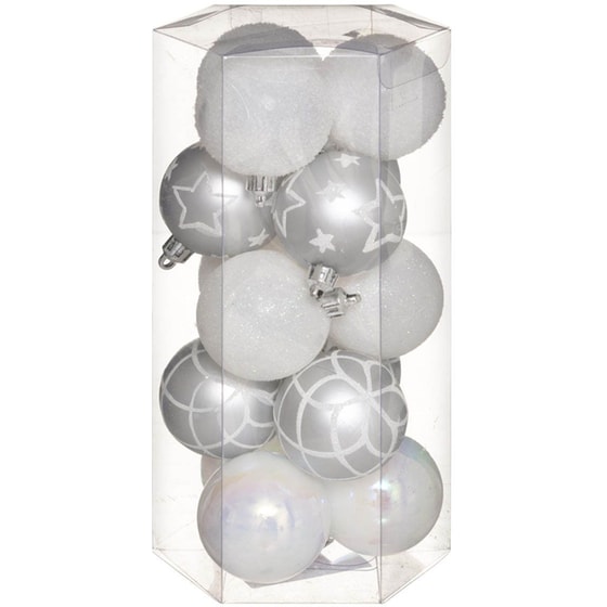 Σετ Χριστουγεννιάτικα Στολίδια Spitishop A-s Silver/white 694504ab Πλαστικό 15 Τμχ - Μπάλα image 0