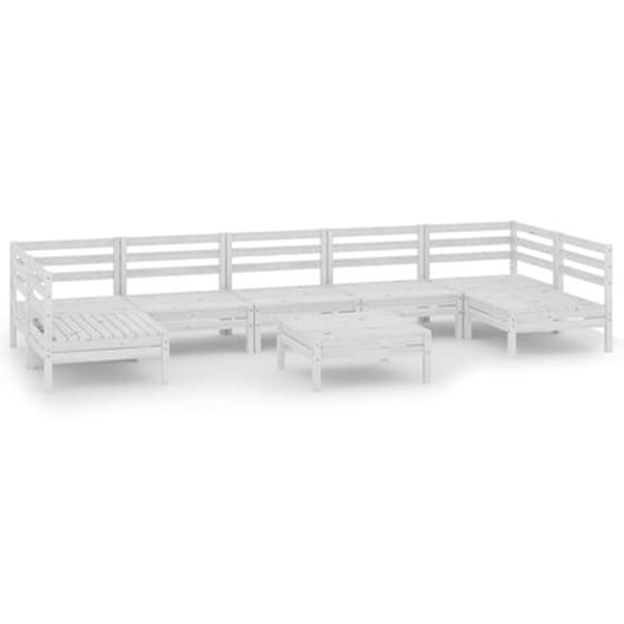 Vidaxl Σαλόνι Κήπου Σετ 8 Τεμαχίων Λευκό Από Μασίφ Ξύλο Πεύκου image 2