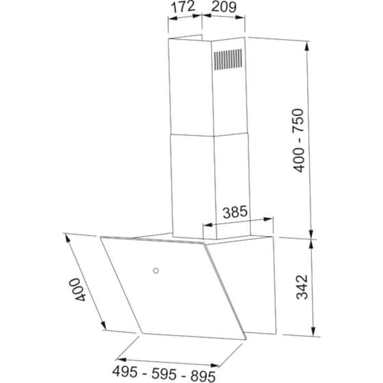 FRANKE VERTIS FVT 605 BK A 60cm Μαύρο Απορροφητήρας Καμινάδα - Τζάκι image 2
