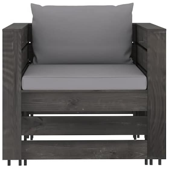Vidaxl Σαλόνι Κήπου 2 Τεμαχίων Από Γκρι Εμποτισμένο Ξύλο Με Μαξιλάρια image 4