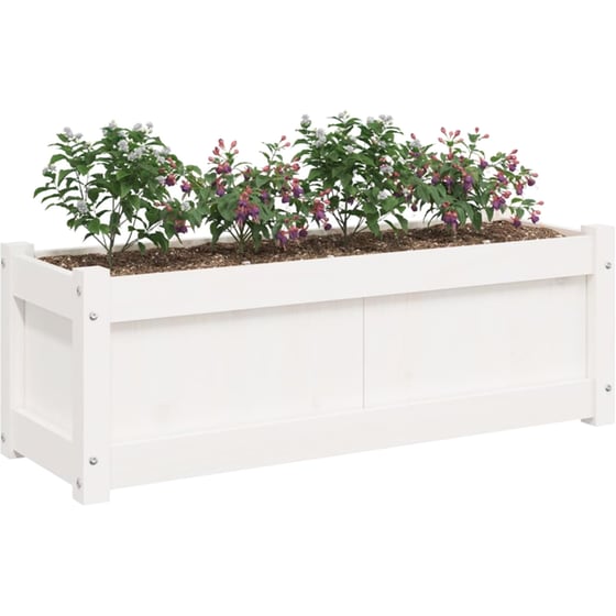Ζαρντινιέρα VidaXL από Μασίφ Ξύλο Πεύκου 90x31cm - Λευκό image 2