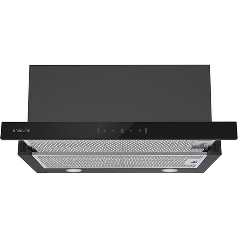 DAVOLINE SUPREME BLK GLASS 59.5 cm Μαύρο Συρόμενος Απορροφητήρας