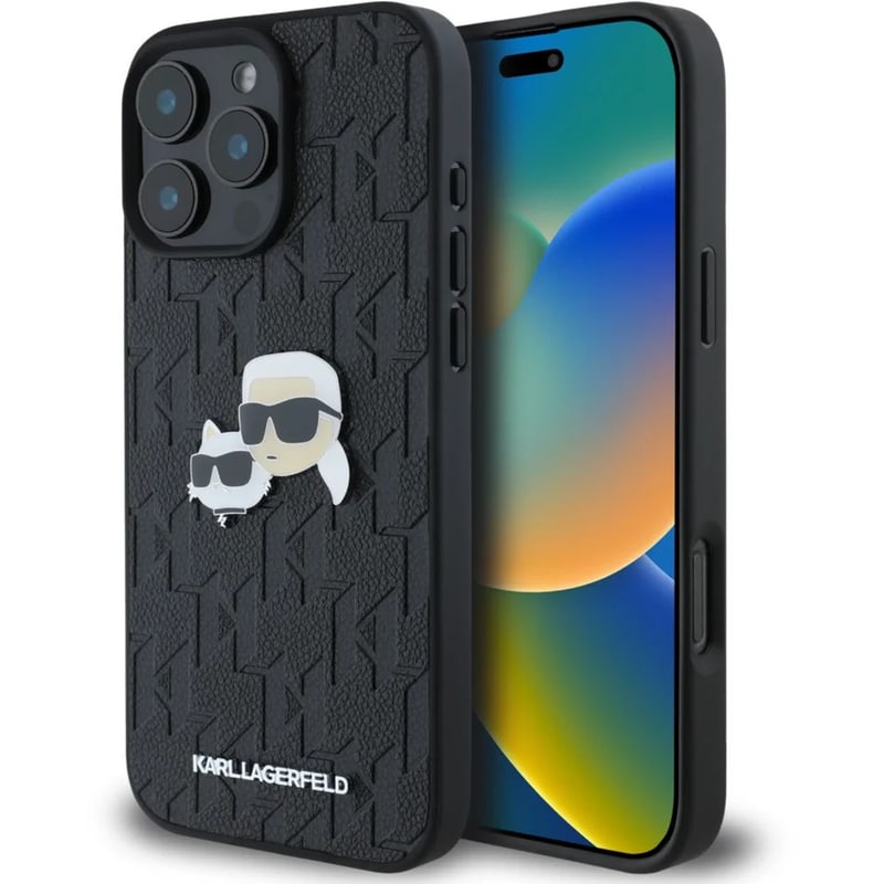 Θήκη Apple iphone 16 Pro Max - Karl Lagerfeld Monogram Ikonik Patch Saffiano - Μαύρο